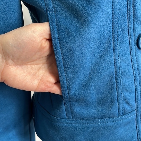 Nine and Company Faux Suede Teal Jacket Coat Plaid Flannel Liner size Medium - Picture 3 of 16